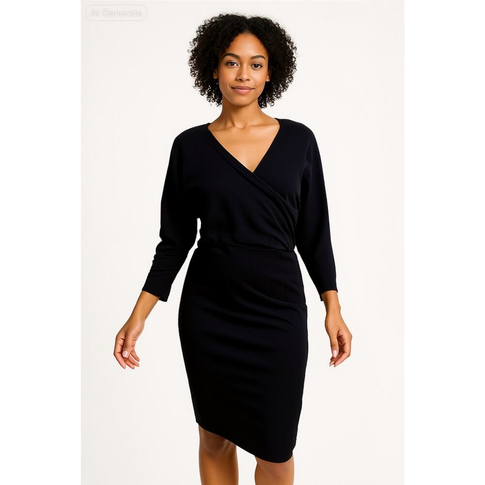 Badgley Mishka Women Black Cocktail dress Sz Sm EUC Rouched Fully lined Elegant